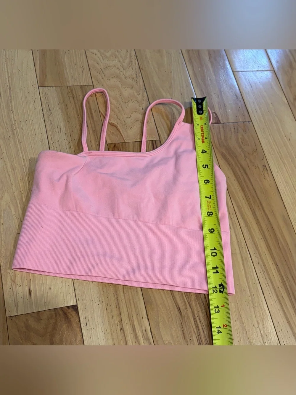 Alo Yoga Offset Seamless Longline Bralette in Macaroon Light Pink - Women’s XS